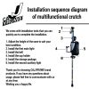 Multiple Crutch for Adult Seniors Walk Travel Ergonomic Stick Aluminum Portable Cane Adjustable Height include Night light Storage Bag Cup Holder Bell